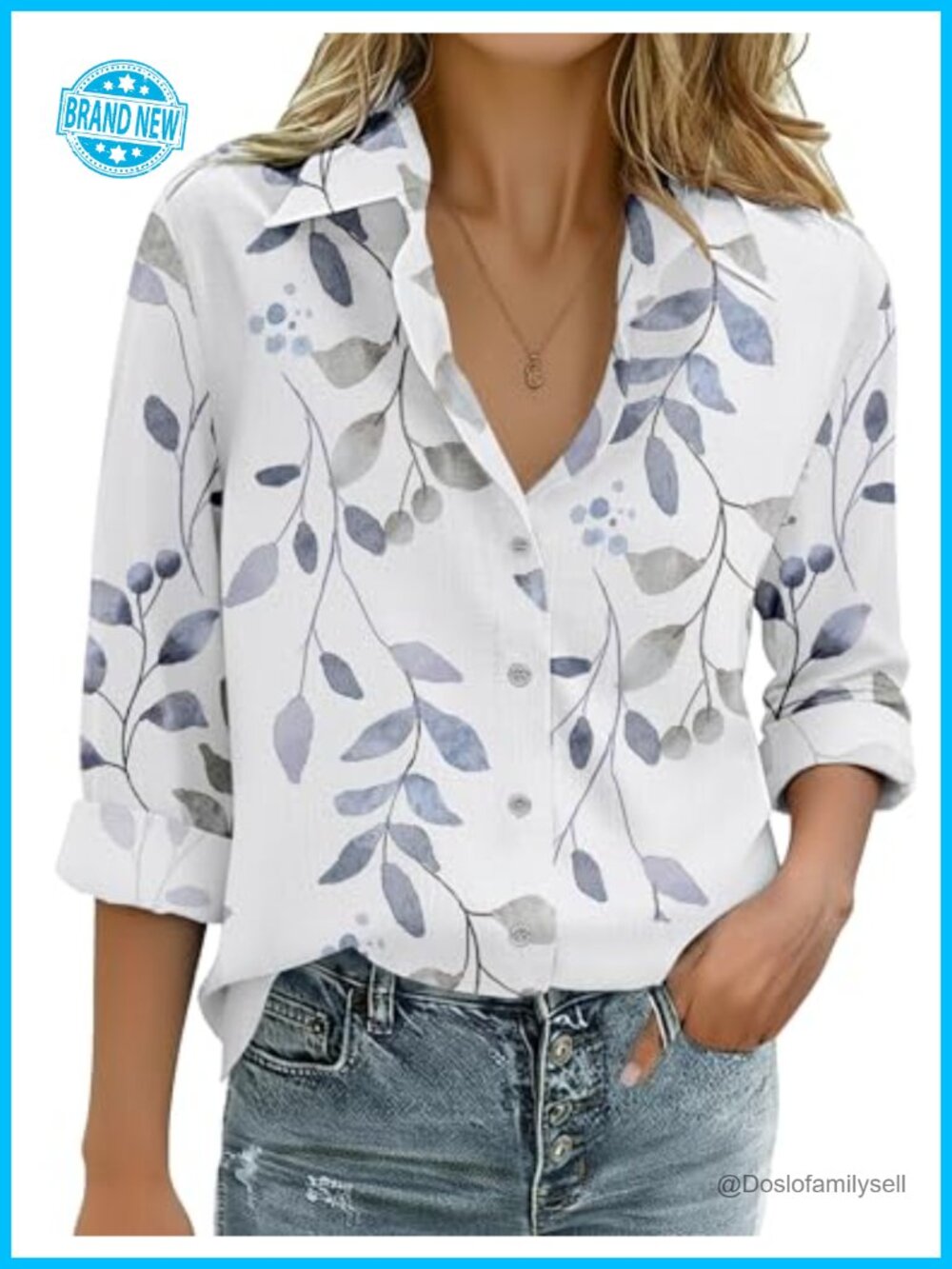 Women's Cotton Button Down Shirt Long Sleeve Collared Blouse